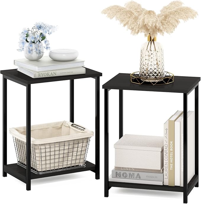 Furinno SIMPLISTIC Side Table Set of 2, 2-Tier Modern Metal Frame End Table - Image 4