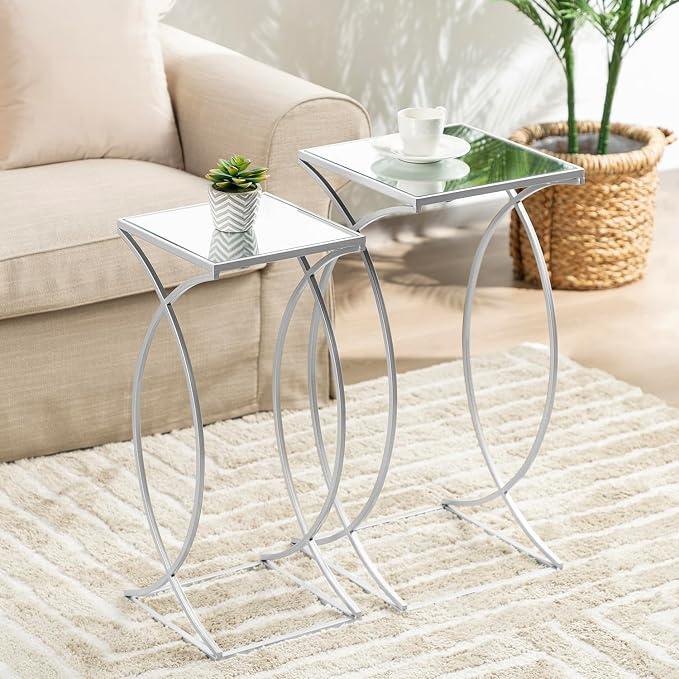 Glitzhome Nesting Side Tables, Coffee Tables Decorative Accent Tables by Glitzhome