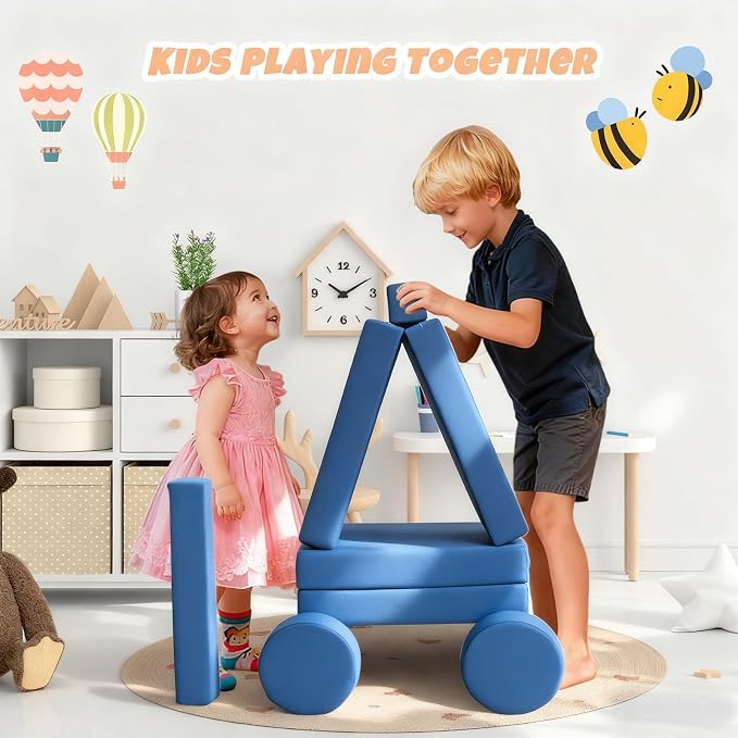 12 Pcs Modular Kids Play Sofa Convertible Foam Floor Mat and Play Fortress - Image 3