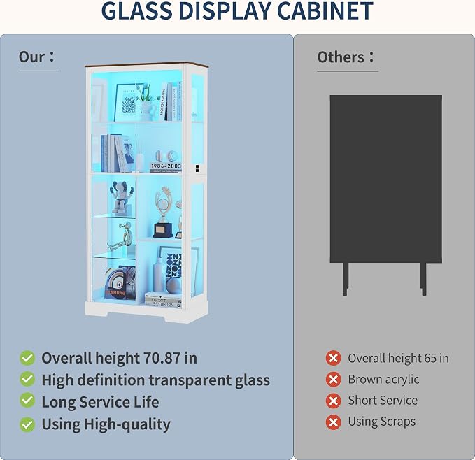 Gurexl Modern Glass Display Cabinet - Image 8