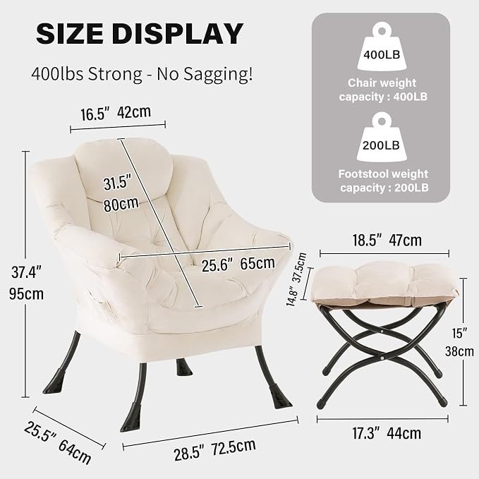 Tiita Modern Large Accent Lounge Lazy Chair, Leisure Sofa Reading Armchair - Image 2