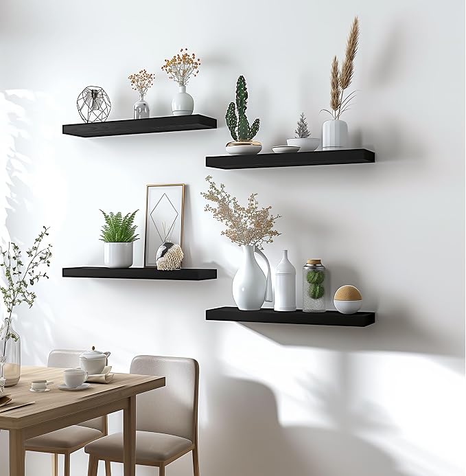YYWUOJJ Wood Floating Shelves for Wall Decor, Rustic Wall Shelves for Bedroom - Image 6