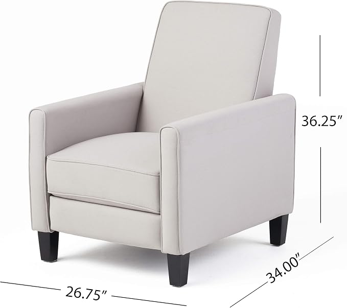 Christopher Knight Home Emmie Fabric Recliner, Light Gray, Dark Brown - Image 3