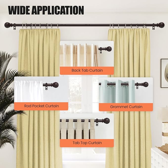 Curtain Rods for Windows 30 to 75 Inch, 2 Pack 5/8 Inch Heavy Duty Decorative - Image 7