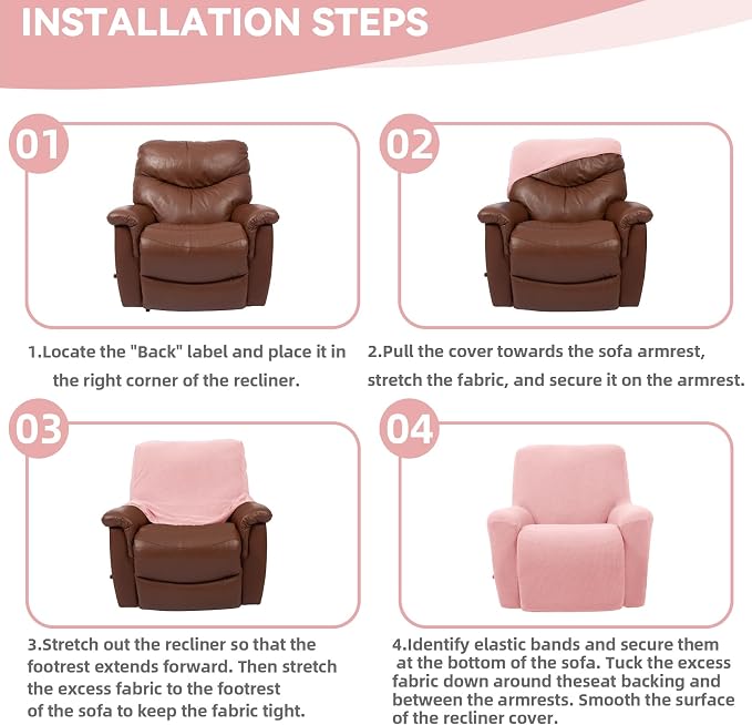 Cupuamon Recliner Chair Covers, Lazy Boy Recliner Covers Stretch Reclining - Image 6