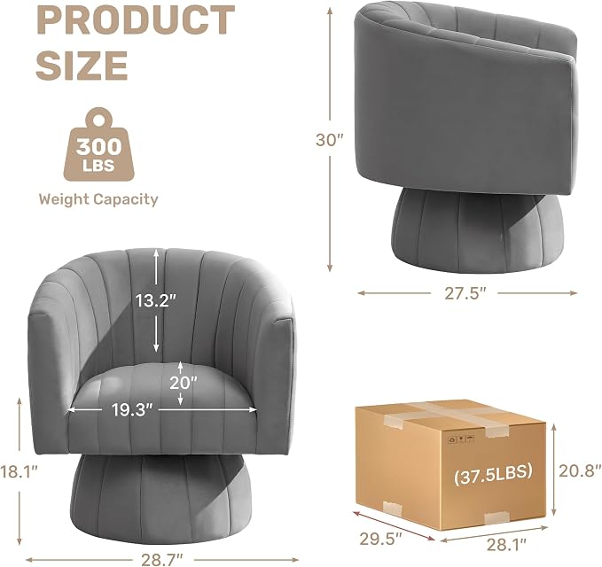 Swivel Accent Barrel Chair, Cute Comfy Small Round 360° Arm Chair. Velvet Sofa - Image 2
