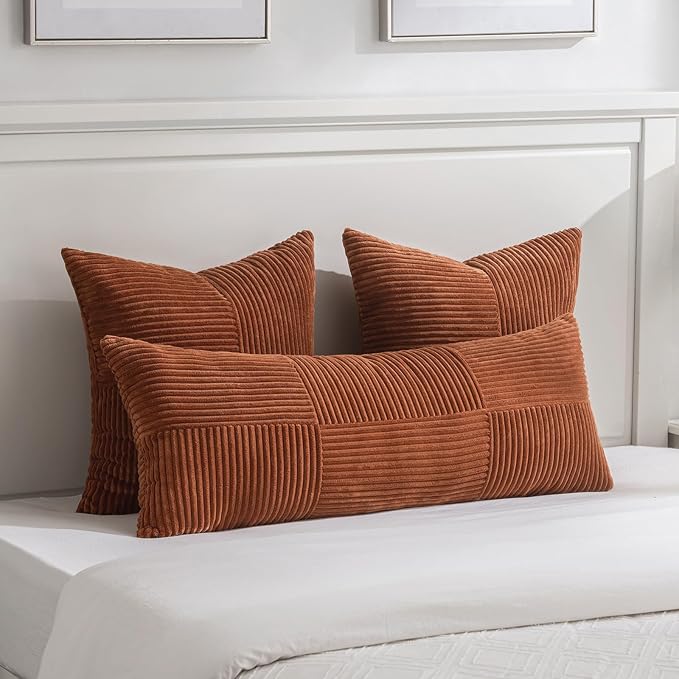Fancy Homi 2 Packs Rust Euro Decorative Throw Pillow Covers 26x26 Inch - Image 6