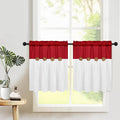 FRAMICS Farmhouse Kitchen Curtains 24 Inch Length, Rustic Cotton Linen Tier by FRAMICS