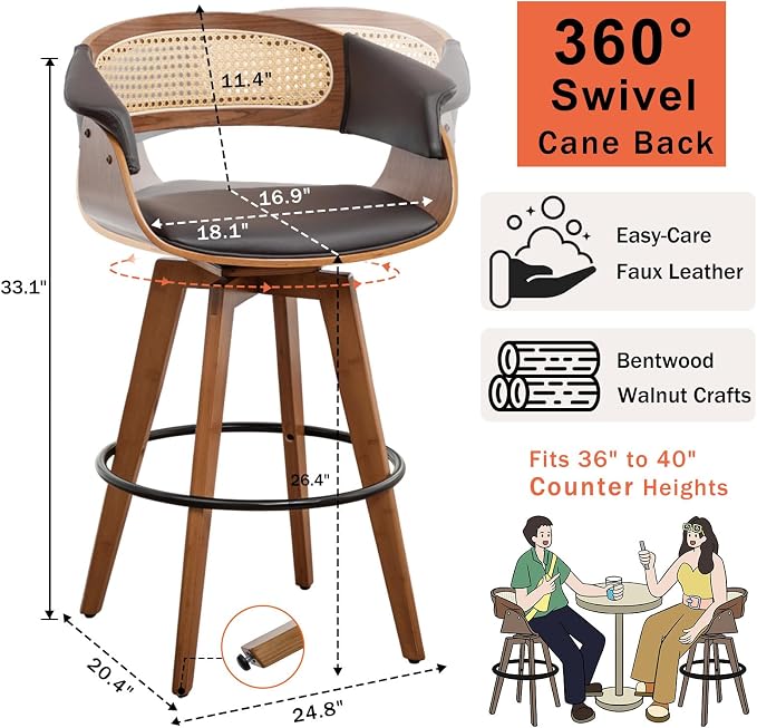 Counter Height Bar Stools Set of 2 - Image 2