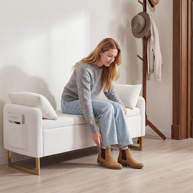 48" End of Bed Bench, Modern Storage Benches - Image 6