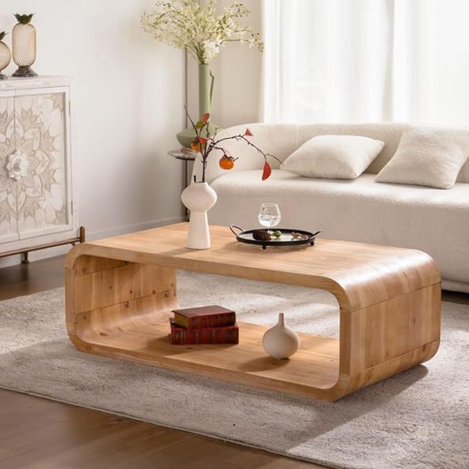 Modern Wood Coffee Table, Rectangular Minimalist Center Table - Image 3