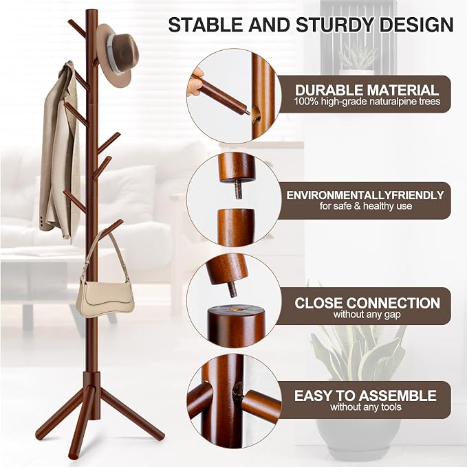 WANGMUXIA 2 PCS Coat Rack, Freestanding Coat Rack - Image 5