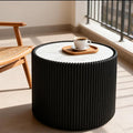 Marble Round Side Table, 17.71" Fluted End Table by Henf