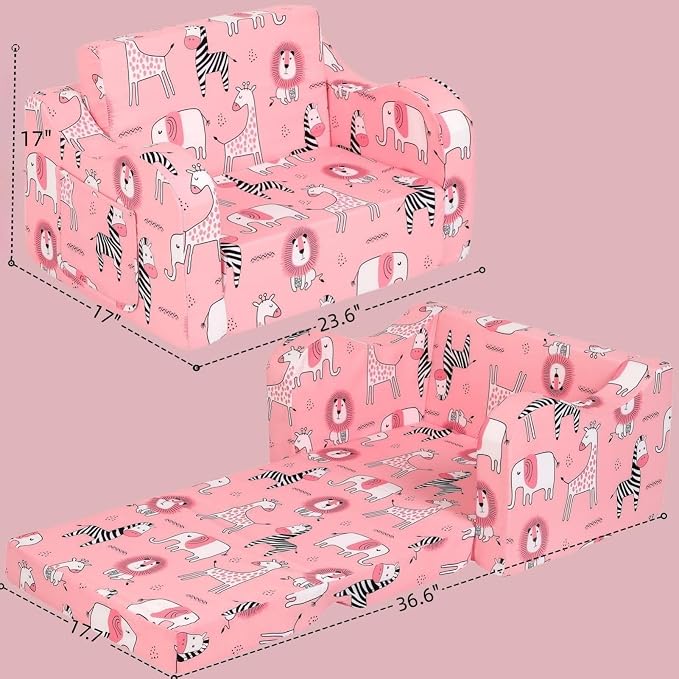 MOMCAYWEX Kids Sofa, 2-in-1 Flip-Out Foam Couch, Foldable Soft Play Lounge Chair - Image 7