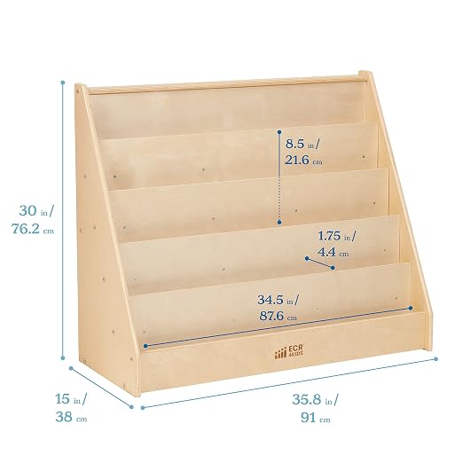 ECR4Kids Single-Sided Book Storage and Display, Montessori Furniture - Image 3