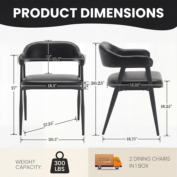 HNY Modern Dining Room Arm Chairs Set of 4, Retro Faux Leather Upholstered - Image 2