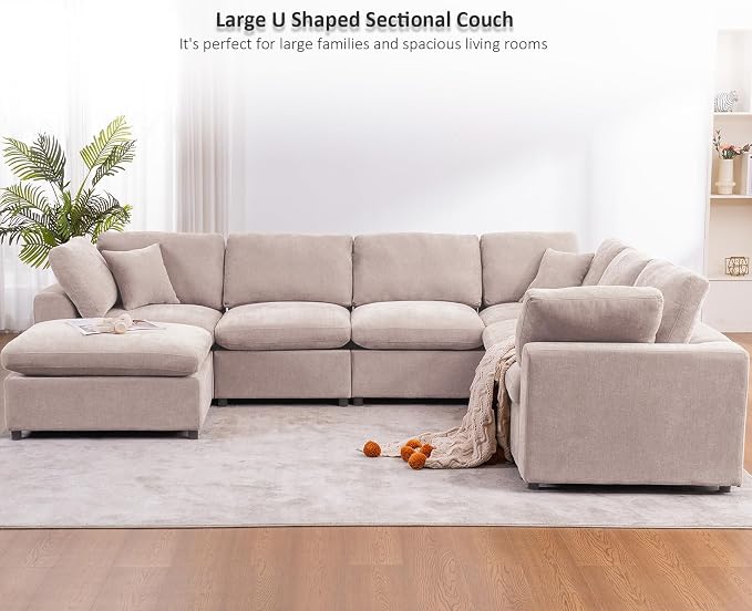 Oversized Modular Sectional Sofa Couch, Large 7 Seater Corner Sofa Modern U - Image 5