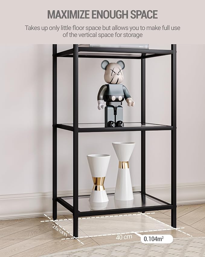 Hzuaneri Bookcase Bookshelf, Tempered Glass Bookshelves, Slim Shelving Unit - Image 5
