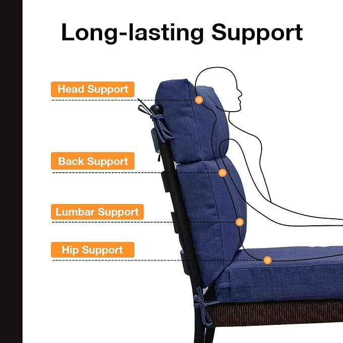 Unimatta Outdoor High Back Chair Cushion Seat Pads, 44 x 21 Inch - Image 4