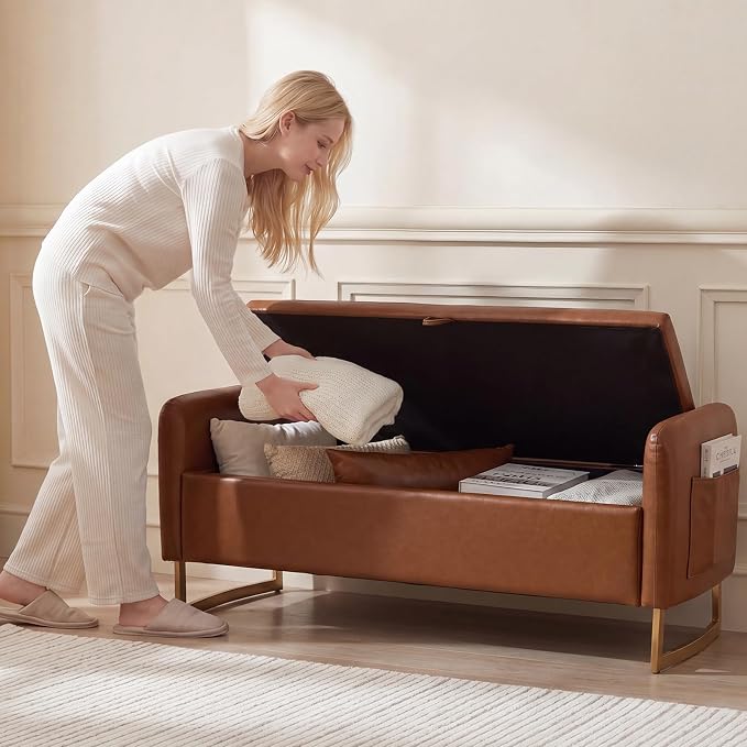 48" End of Bed Bench, Modern Storage Benches - Image 6
