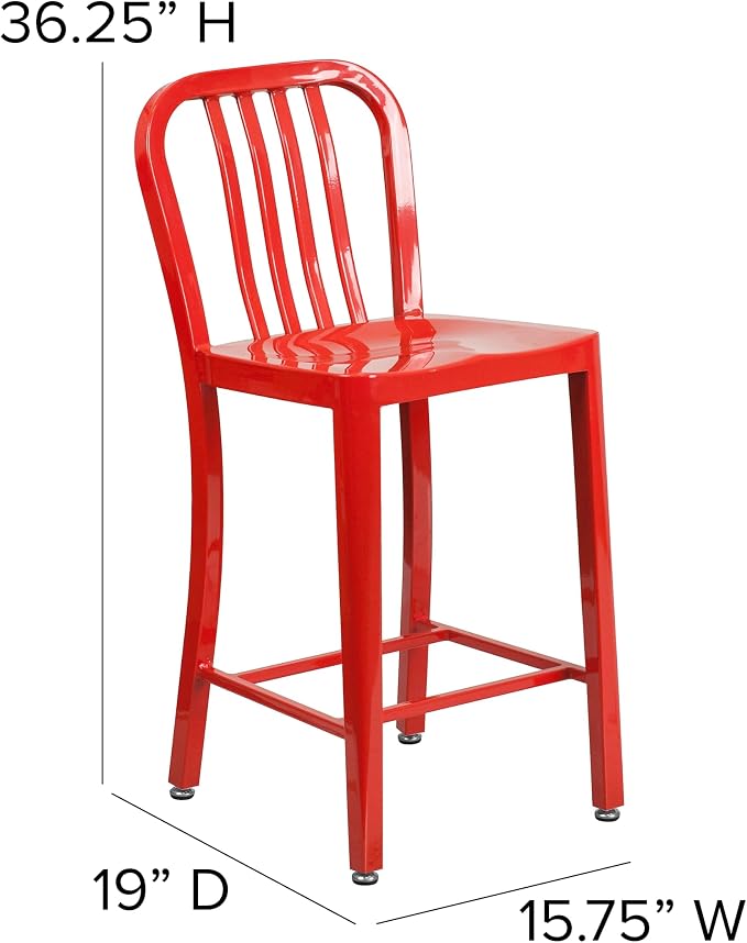 Flash Furniture Commercial Grade 24" High Red Metal Indoor-Outdoor Counter - Image 3