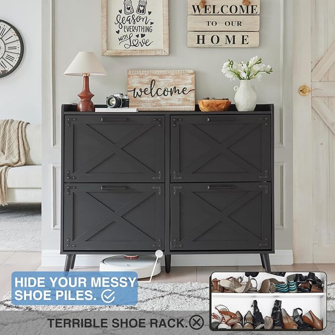 Barnyatoh Shoe Storage Cabinet, Farmhouse Shoe Organizer - Image 3