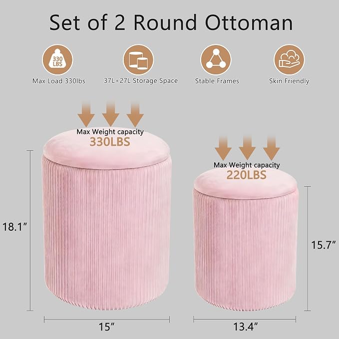 CAROLMADE Set of 2 Round Ottoman - Image 2
