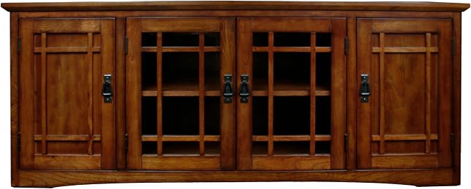 Leick Home 82360 Solid Wood Mission Oak Four Door TV Stand - Image 2