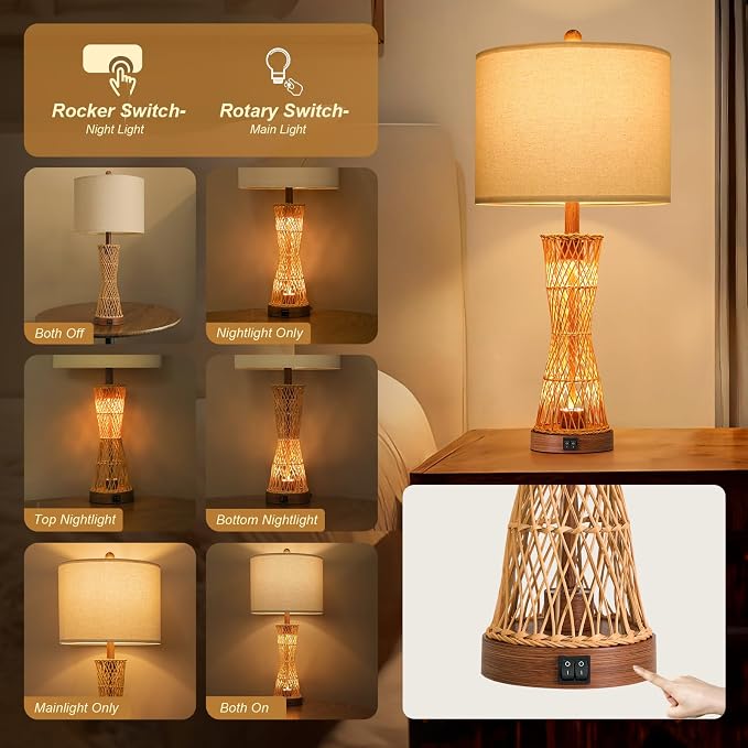 OYEARS 27" Table Lamps Set of 2 - Image 2