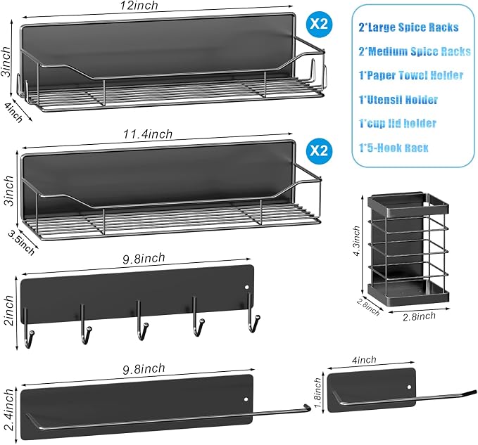 Magnetic Spice Rack for Refrigerator, 8 Pack Magnetic Fridge Shelf, Moveable - Image 2