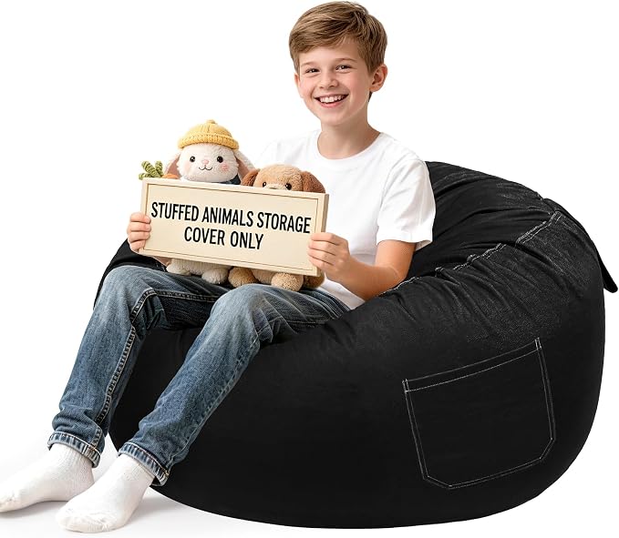 Lukeight Stuffed Animals Storage Bean Bag Chair Cover by Lukeight