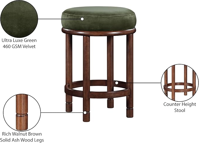 Meridian Furniture 978Green-C Monette Collection Art Deco Counter Stool - Image 7