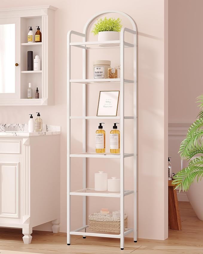 Hzuaneri Bookcase Bookshelf, Tempered Glass Bookshelves, Slim Shelving Unit - Image 3