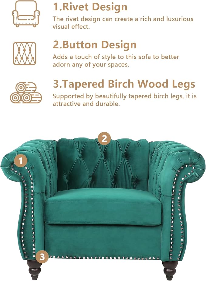 QHITTY 2 Piece Living Room Set, Sectional Chesterfield Sofa Chair Contemporary - Image 4