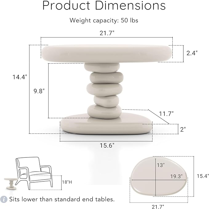 24/7 Shop at Home Kavren Modern 22-inch Oval Glossy Pedestal End Table - Image 2