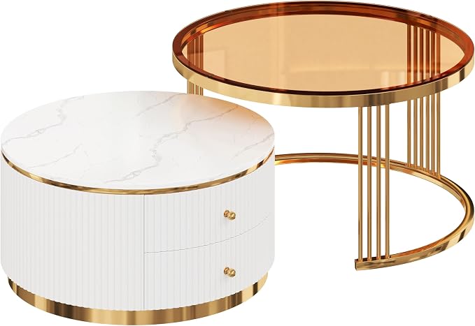 Merax 2-Piece Round Nesting Coffee Table Set - Image 10