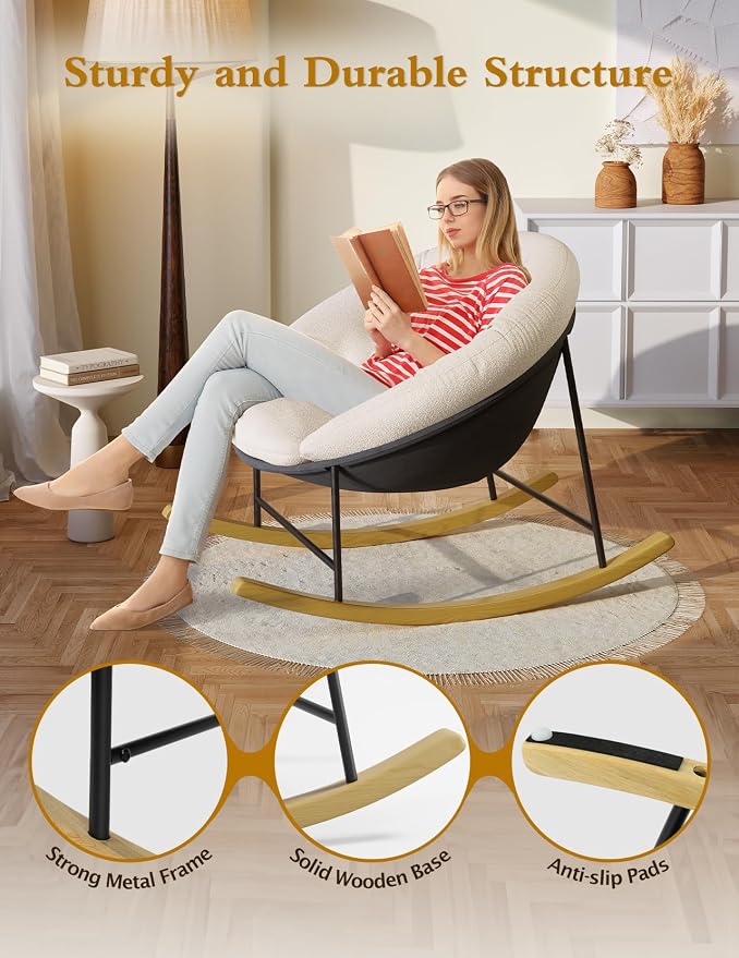 Kidirect Wide Rocking Chair Nursery, Comfy Saucer Nursery Rocking Chairs - Image 7