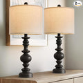 BOBOMOMO 24" Traditional Farmhouse Table Lamp Set of 2, Vintage Resin Lamps by BOBOMOMO