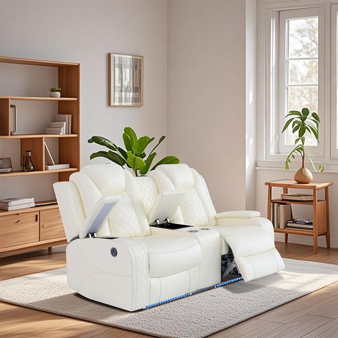 Power Recliner Sofa Set with LED Lights, Includes a Manual Recliner 1 Seat and - Image 4