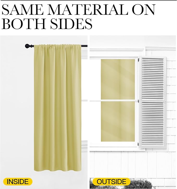NICETOWN Living Room Curtains, Paler Yellow, 1 Pair, 70 x 84-inch, Home - Image 5