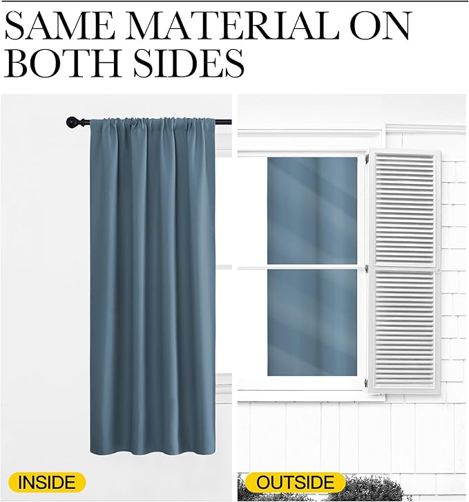 NICETOWN Blackout Curtains for Living Curtains, Smoky Blue, 2 Panels, 42 by 72 - Image 5