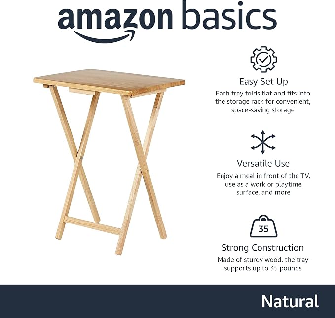 Amazon Basics Classic Foldable TV Dinner Tray Table - Image 2