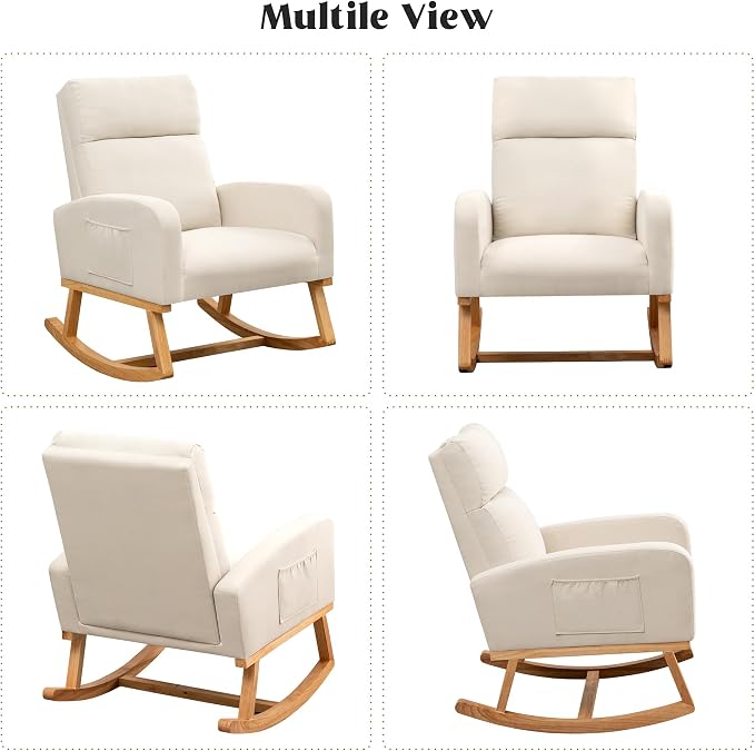 HCHAIRH Rocking Chair Nursery, Upholstered Nursing Rocker Chairs - Image 9