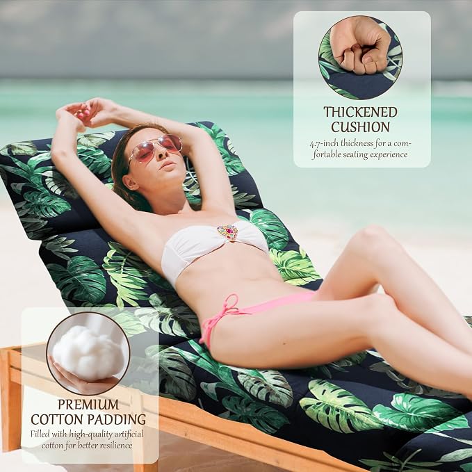 EverPine Outdoor Chaise Lounge Chair Cushion 74.4 x 22.8 x 4.7 Inche, Patio - Image 3