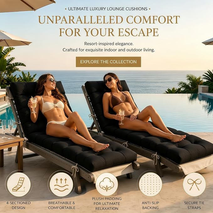 Chaise Lounge Cushion Outdoor, Waterproof Thick Patio Lounge Chair Cushion - Image 2
