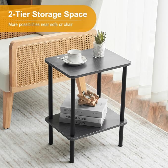 Apicizon 2 Tier End Table Set of 2, Boho Side Table - Image 8