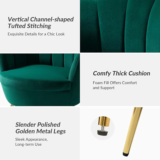 HULALA HOME Modern Velvet Accent Chairs Set of 2 - Image 6