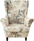 KRFOONN Velvet Wing Chair Slipcovers 2 Piece Stretch Printed Wingback Chair by KRFOONN