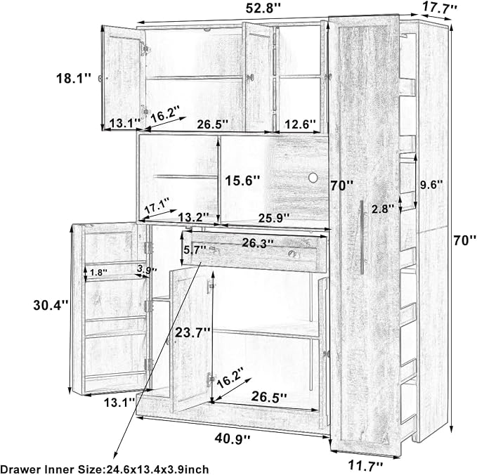 VilroCaz Farmhouse Style Large Kitchen Pantry - Image 2