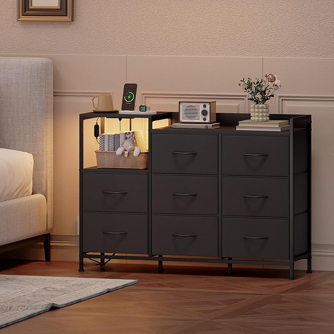 Somdot Dresser with Charging Station and Open Shelves, Dresser - Image 8